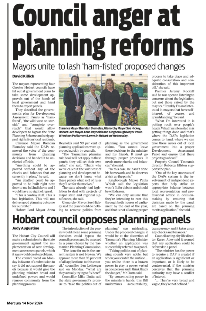 Mercury Opinion Piece: Council anger at planning reforms